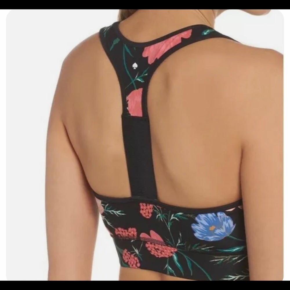 SOLD *******spate sport bra floral blossom pink and black size XL